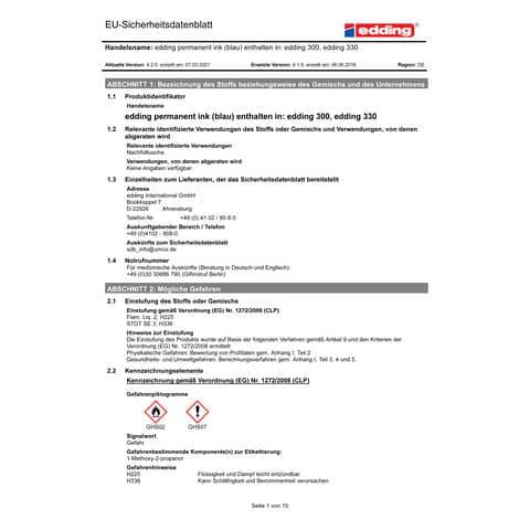 Marcatore permanente edding 330 punta scalpello 1-5 mm blu E-330 003